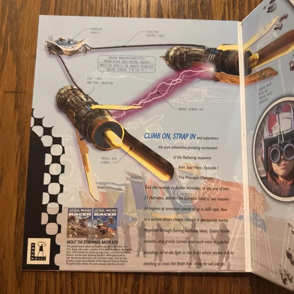 NO GAME Star Wars Episode 1: Racer Limited Edition Box Manual Poster Schematics